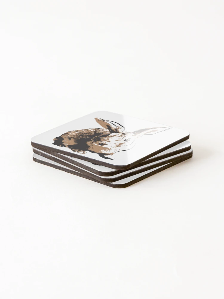 Thumbnail 4 of 5, Coasters (Set of 4), Alert Rabbit - Stencil designed and sold by Littleviews.