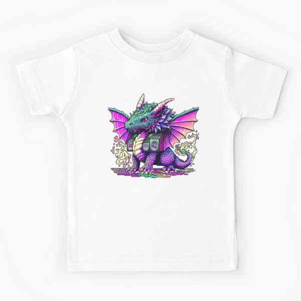 Cute Futuristic Synthwave Dragon Kids T-Shirt