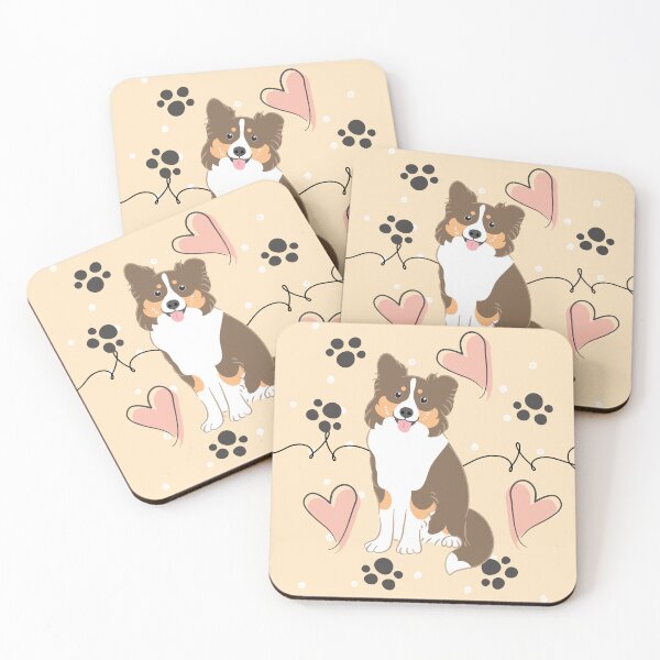 Item preview, LOVE Chocolate Tricolor Border Collie designed and sold by Lulupainting.