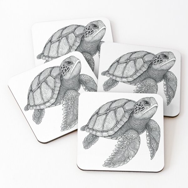 Item preview, ZenWild Black and White Animal Zentangles Turtle designed and sold by printiesart.