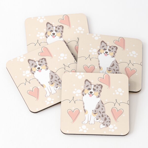 Item preview, LOVE Red Merle Tricolor Border Collie designed and sold by Lulupainting.