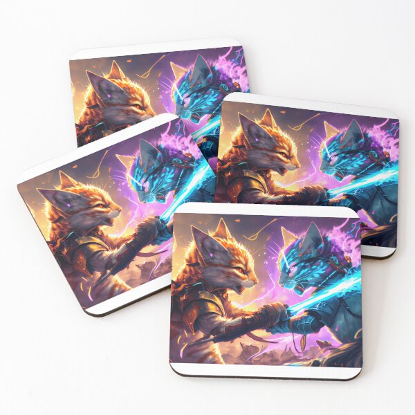 Item preview, Fantasy cat warriors fight designed and sold by amernian.