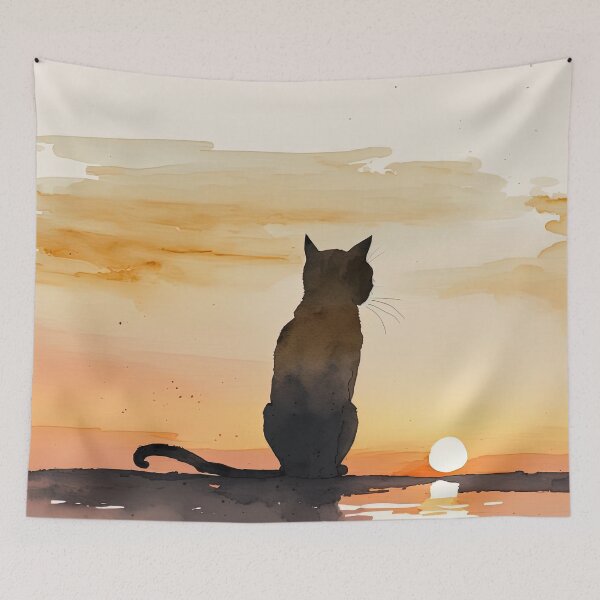 Item preview, cat looking at sunset designed and sold by Chillapy.