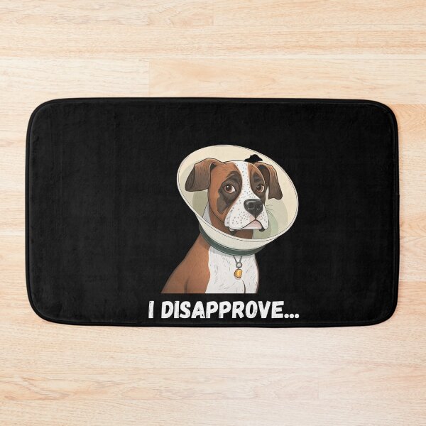 Item preview, Cute boxer dog wearing cone collar looking sad designed and sold by AnimalArtPhotos.
