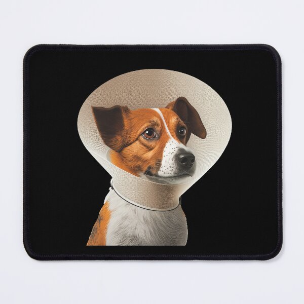 Item preview, Cute dog wearing cone collar looking sad designed and sold by AnimalArtPhotos.