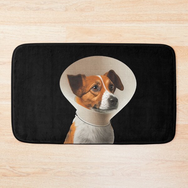 Item preview, Cute dog wearing cone collar looking sad designed and sold by AnimalArtPhotos.