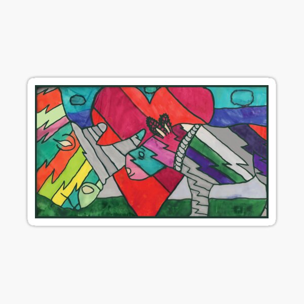 Rhinos in Love by Ocean Sticker