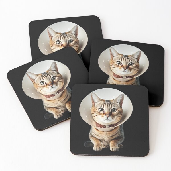 Item preview, Cute cat wearing cone collar  designed and sold by AnimalArtPhotos.
