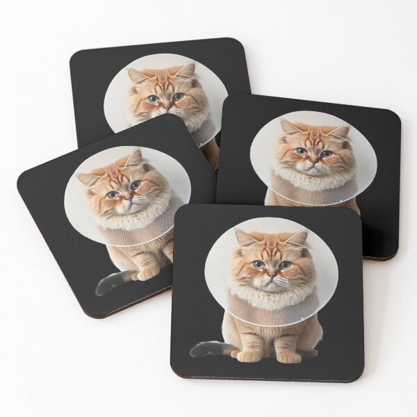 Item preview, Fluffy cute cat wearing cone collar  designed and sold by AnimalArtPhotos.