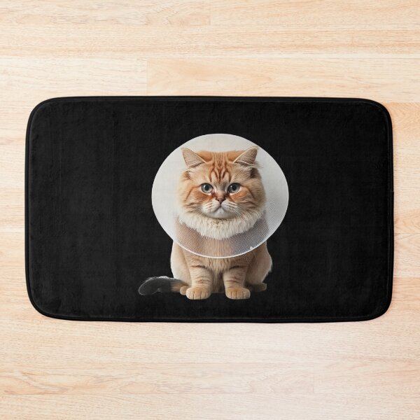 Item preview, Fluffy cute cat wearing cone collar  designed and sold by AnimalArtPhotos.