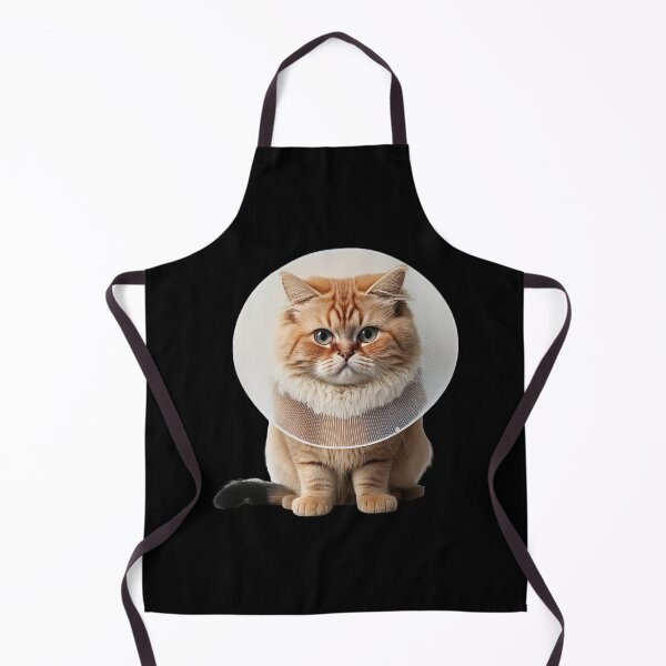 Item preview, Fluffy cute cat wearing cone collar designed and sold by AnimalArtPhotos.