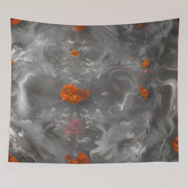 Item preview, Abstract art with grey and orange flower combination designed and sold by MIGSZ.