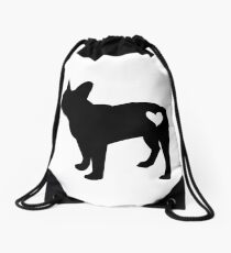 French bulldog silhouette Drawstring Bag