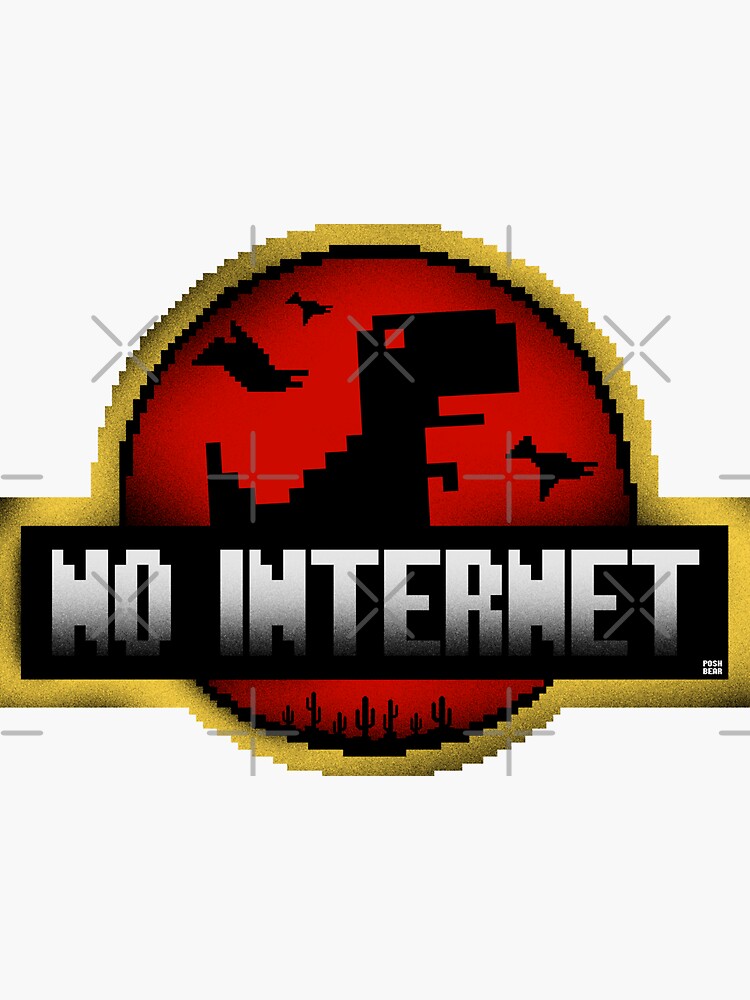 no-internet-dinosaur-game-sticker-for-sale-by-poshbear-redbubble