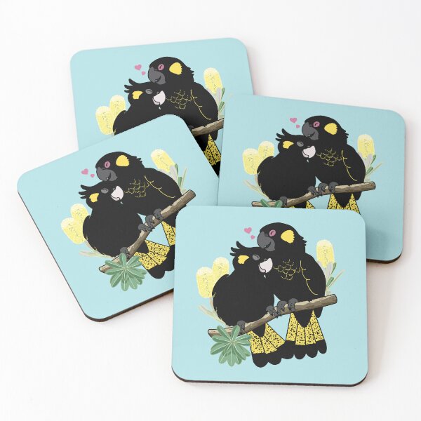Item preview, Cute Yellow Tailed Black Cockatoo Pair Snuggling designed and sold by Jazznote.