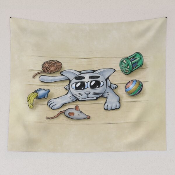 Item preview, Bored Kitten - Happy Kittens Cat Drawing designed and sold by TomsZoo.