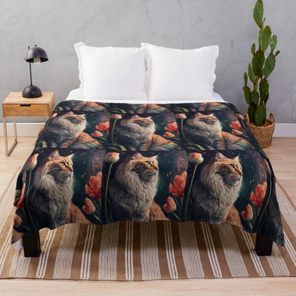 Item preview, Timothy The Maine Coon Cat and the Flowers designed and sold by idreamaboutcats.