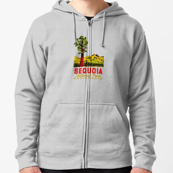 Sequoia National Park California Vintage Travel Decal Zipped Hoodie