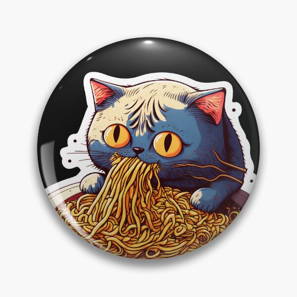 Item preview, Cute Cat with big eyes eats Spaghetti designed and sold by Reflect-shop.