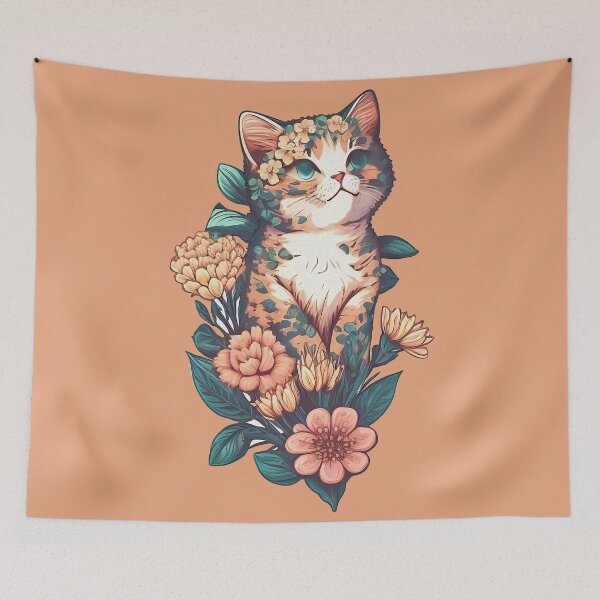 Item preview, Little kitten with flowers designed and sold by BabyDD.