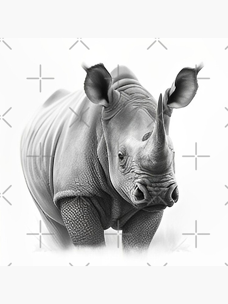 Black and white Rhino pencil drawing by Pencil-Art