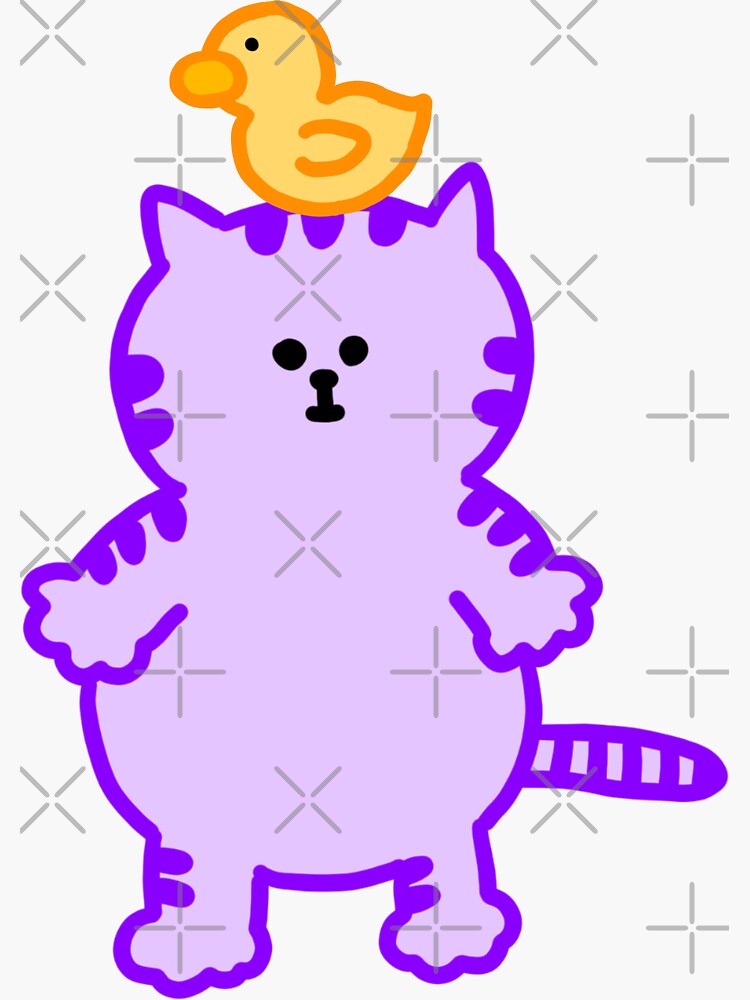 a violet cat with a duck by superbaechoo