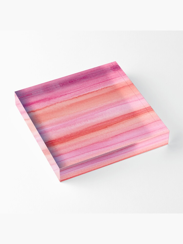 Alternate view of Handmade watercolor pink tones background pattern Acrylic Block
