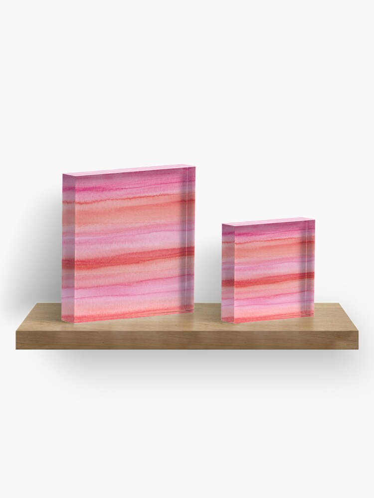 Alternate view of Handmade watercolor pink tones background pattern Acrylic Block