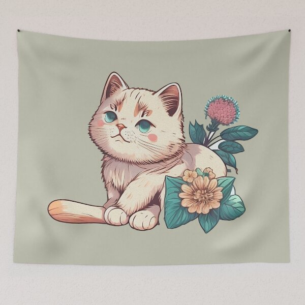 Item preview, Cut Little kitten with flowers designed and sold by BabyDD.