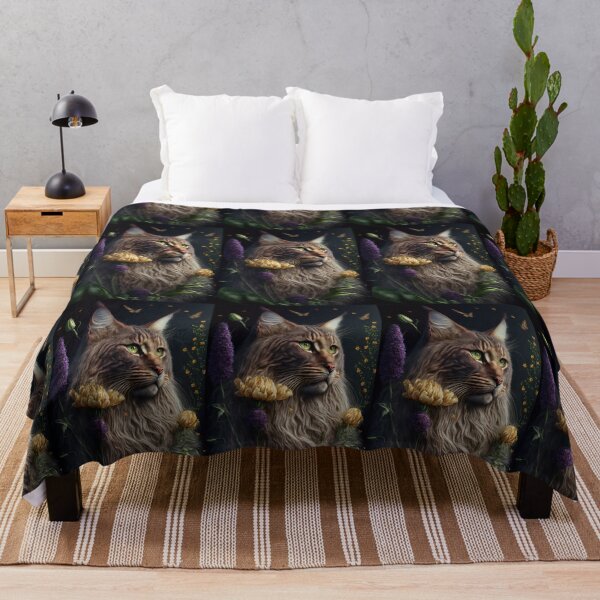 Item preview, Timothy The Maine Coon Cat and Flowers 10 designed and sold by idreamaboutcats.