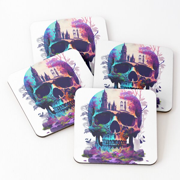 Item preview, SKULLELUJAH #16 - Athess Gale - Skull with Cemetery designed and sold by Earth Celebration Designs.