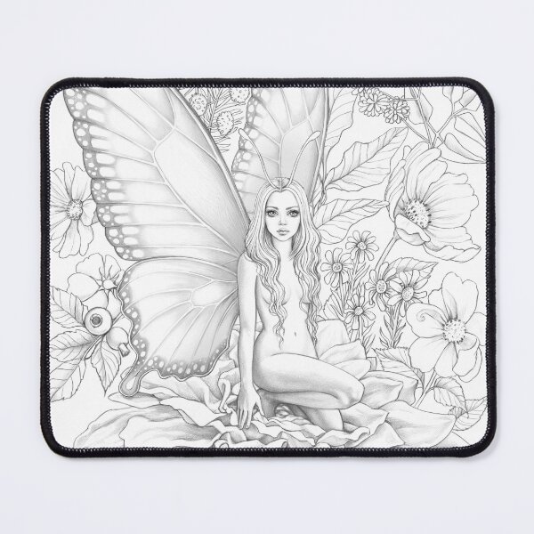 Item preview, Butterfly Beauty girl coloring canvas designed and sold by ninokurtsart.