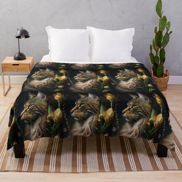 Item preview, Timothy The Maine Coon Cat and Flowers 12 designed and sold by idreamaboutcats.