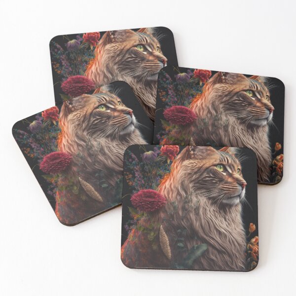 Item preview, Timothy The Maine Coon Cat and Flowers 13 designed and sold by idreamaboutcats.