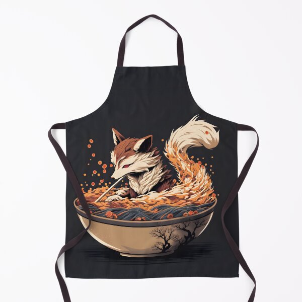 Item preview, Nine tail fox kitsune eating ramen with chopstick designed and sold by Japanculture.