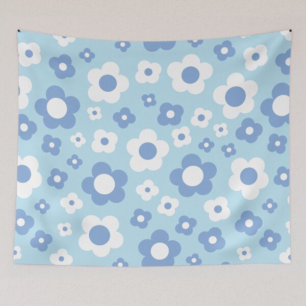Item preview, BLUE 60S RETRO BIG FLORALS designed and sold by blomastudios.