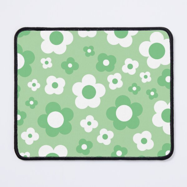 Item preview, retro florals pattern, 70s groovy green flowers designed and sold by blomastudios.