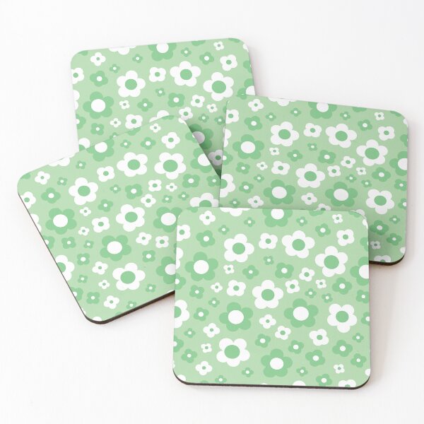 Item preview,  retro florals pattern, 70s groovy green flowers designed and sold by blomastudios.
