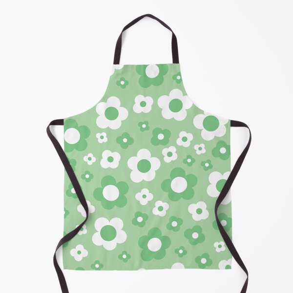 Item preview, retro florals pattern, 70s groovy green flowers designed and sold by blomastudios.