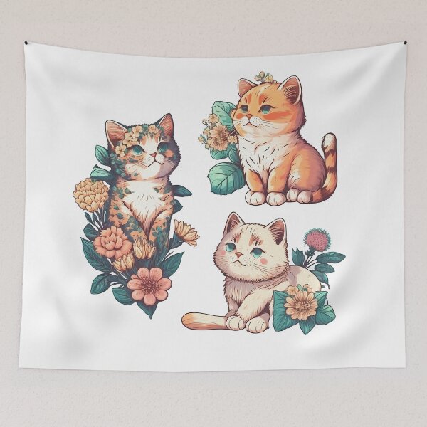 Item preview, Set of cute Kittens with flowers designed and sold by BabyDD.