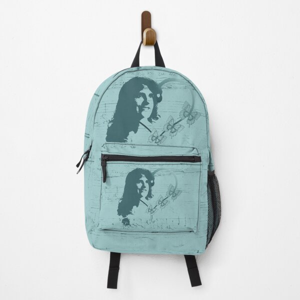 Item preview, Silhouette Female Soprano Opera Singer, Handwritten Scales, Music, Hearts and Butterflies on Teal Background designed and sold by Karen McFarland.