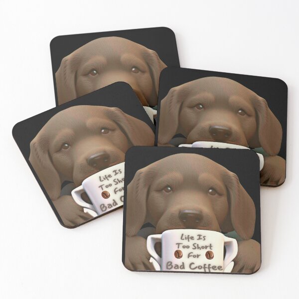 Item preview, cute dog drinking coffee designed and sold by TjsDesignsnMore.