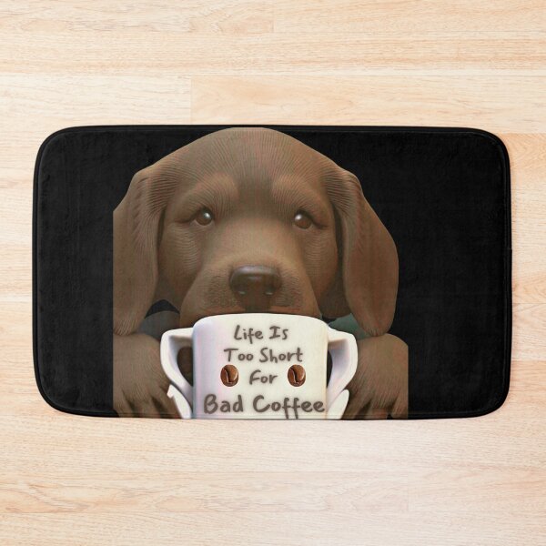 Item preview, cute dog drinking coffee designed and sold by TjsDesignsnMore.