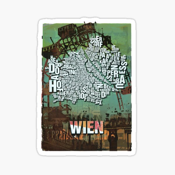 "Wien Vienna Type Map Prater Art17" Sticker for Sale by TypeMaps