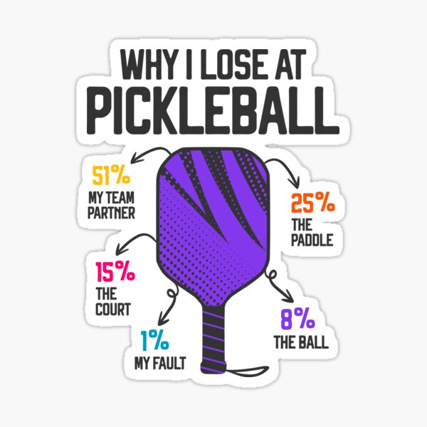 Why I Lose at Pickleball Funny pun for pickleballers Pickleball Humor Sticker