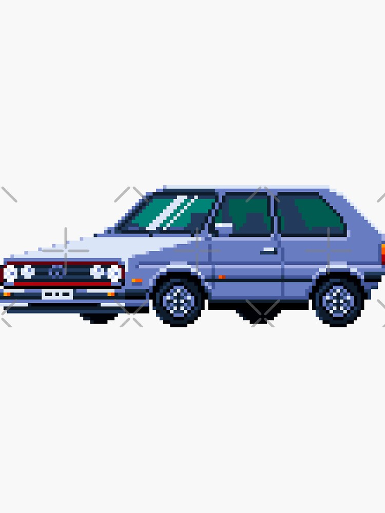 Thumbnail 3 of 3, Sticker, "Car in the country" pixel art designed and sold by djspacegr.