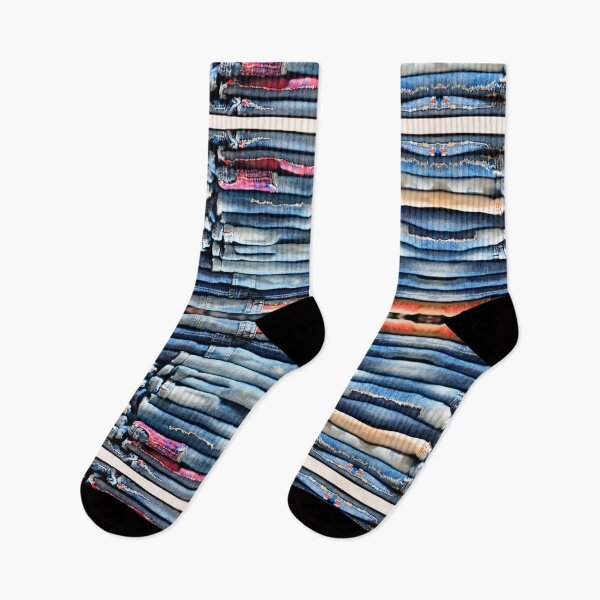 Item preview, Fastidiously Folded Pile of Colored Stretch Denim designed and sold by weirdAffect.