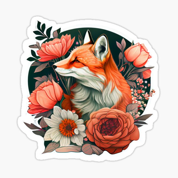 Fox in a Garden of Delights Sticker Sticker