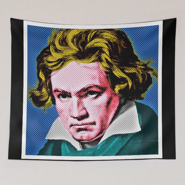 Item preview, Ludwig Van Beethoven Pop Art Portrait in Blue Background designed and sold by OnlyPopArt.