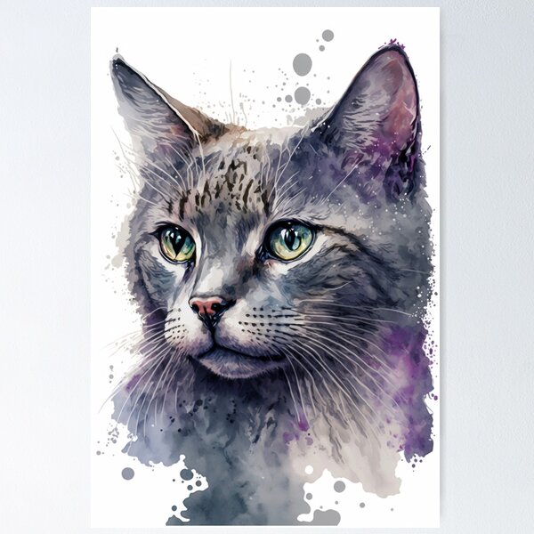 Item preview, GREY CAT WATERCOLOR designed and sold by jc-watercolor.